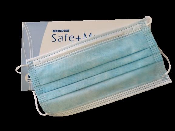 Процедурні маски з петлями для вух SAFE+MASK Economy, Блакитний